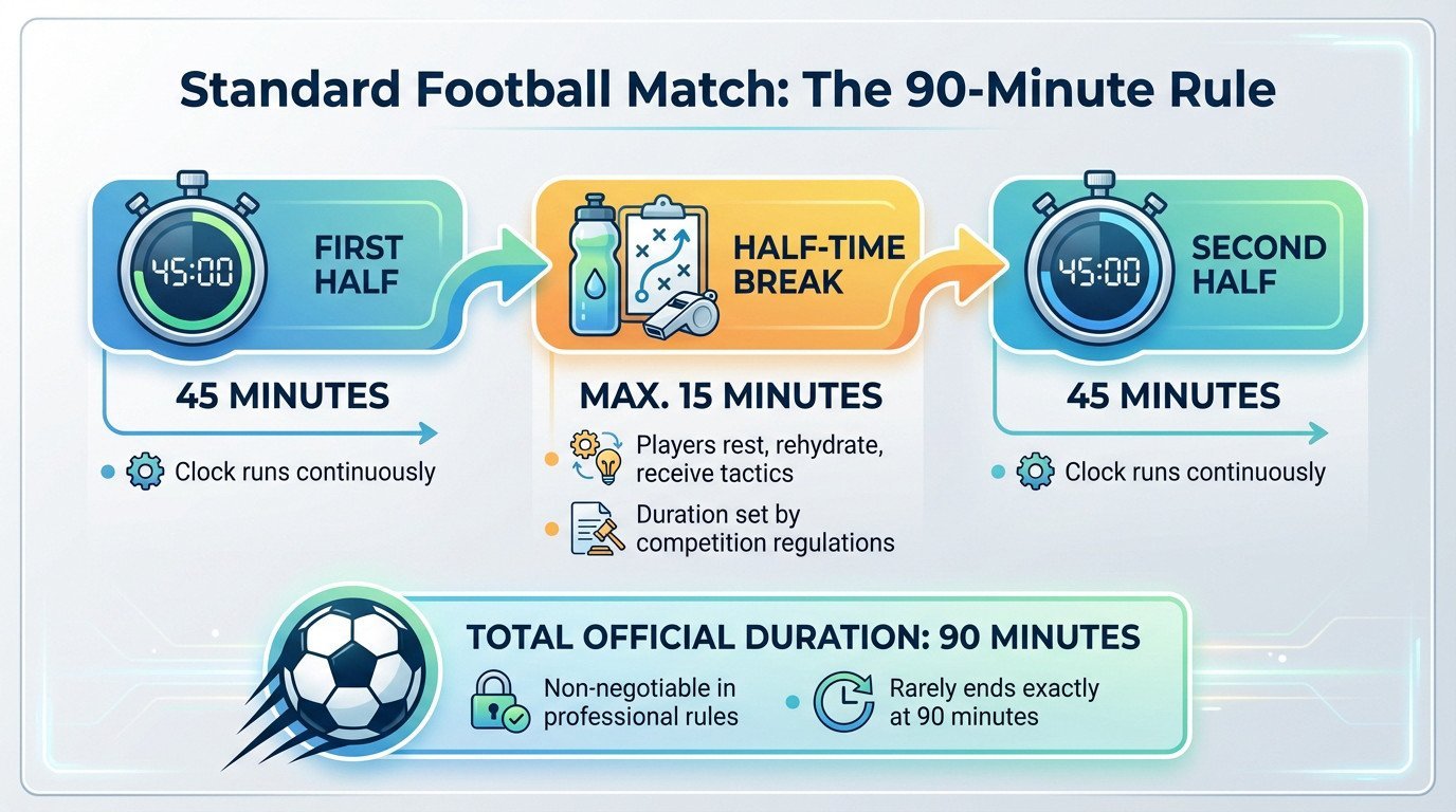 Referee checking his watch during a standard 90-minute football match