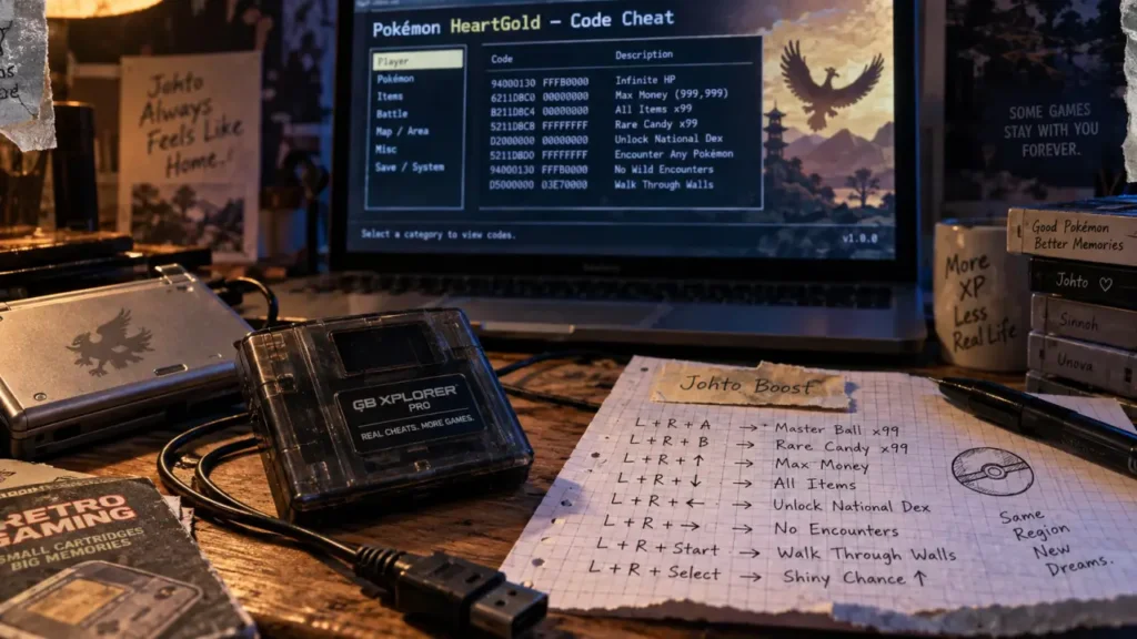 Cheats pokemon gold heart : codes Action Replay et dépannage