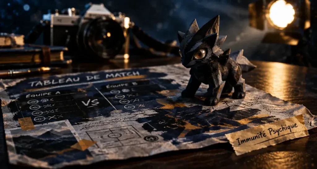 Dark type pokemon, immunité psychique, feuille de match