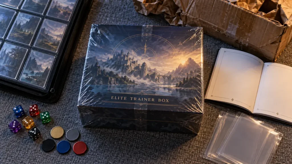 pokemon elite trainer box scellée, vue de dessus