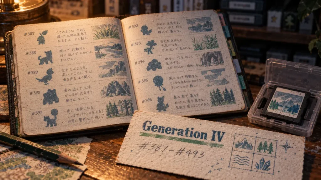 Pokemon generation iv notebook with DS Pokédex index card