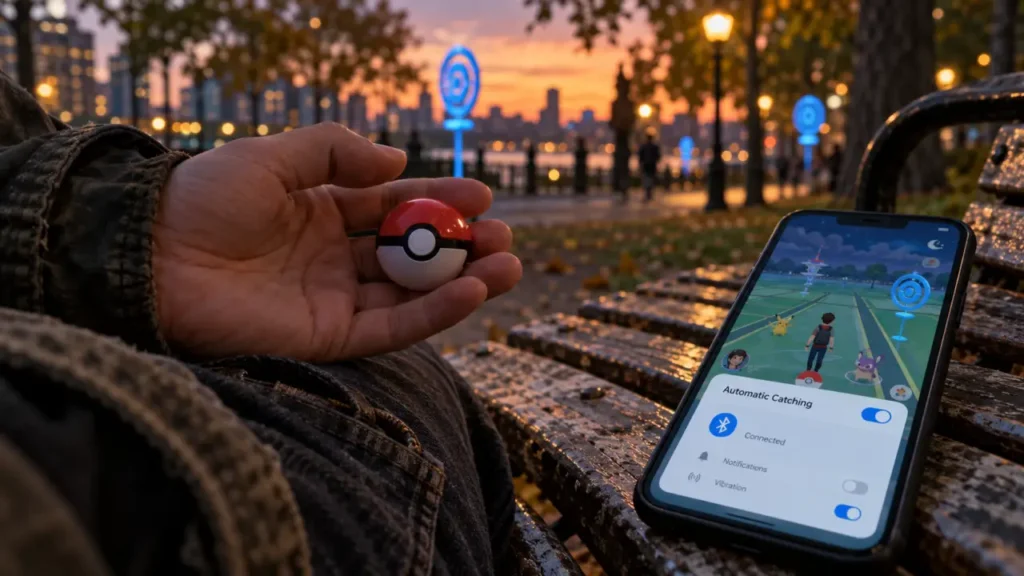 Pokemon Go Plus automatic catching at dusk with Bluetooth device